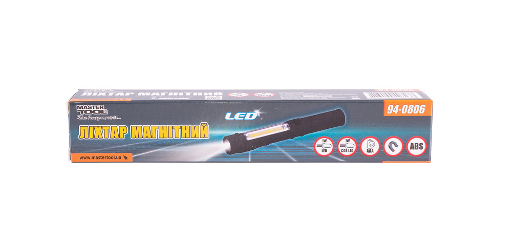 MASTERTOOL Ліхтарик магнітний MASTERTOOL 168х24 мм LED+COB LED 3xAAA ABS 94-0806 Киев - изображение 8