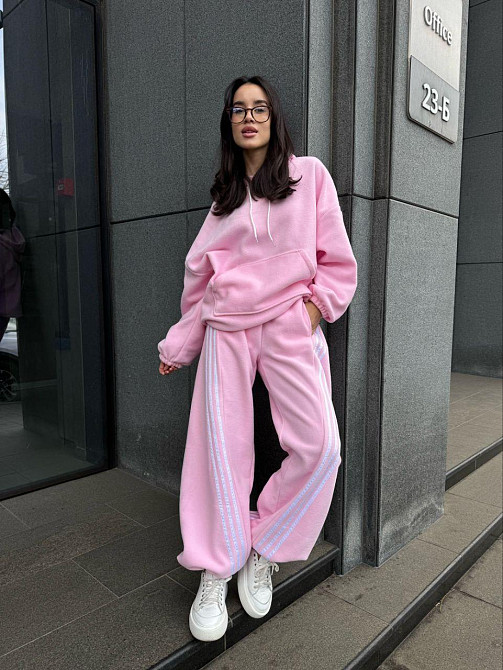 Женский теплый костюм двойка с лампасами из турецкого флиса Одесса - изображение 9