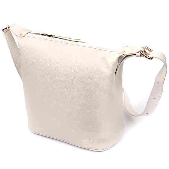 Зручна жіноча сумка з однією довгою ручкою із натуральної шкіри Біла (Vintage) Київ