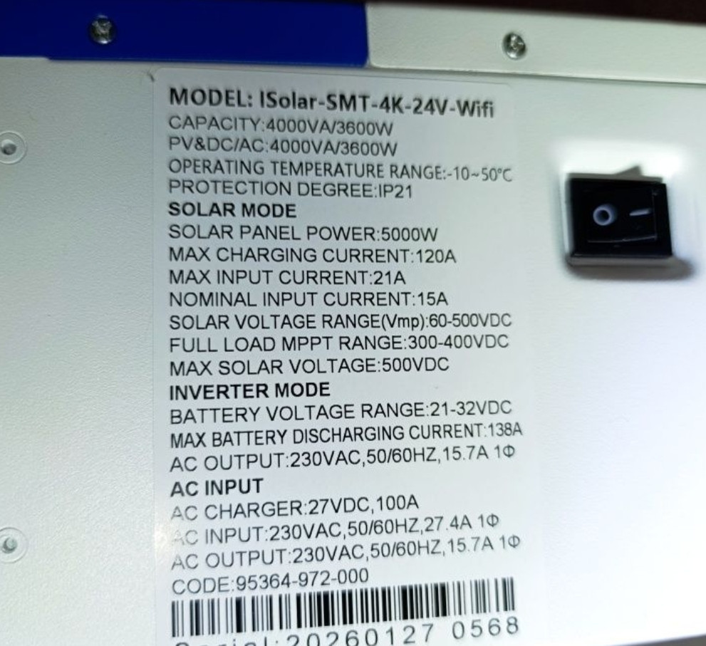 EASUN ISolar-SMT-4K-24V--WIFI Гібридний сонячний інвертор. Харків - фото 3