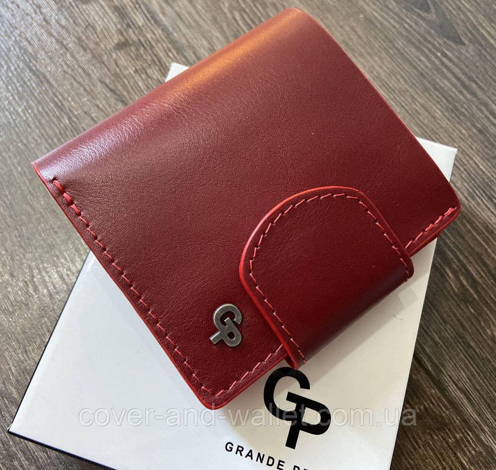 Невеликий жіночий гаманець бордового кольору з італійської шкіри Grande Pelle Київ - фото 8