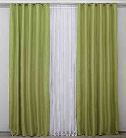 Комплект готовых штор VR-Textil Лен Мешковина № 320ш Салатовый 100х270 см 2 шт (31-043) Киев