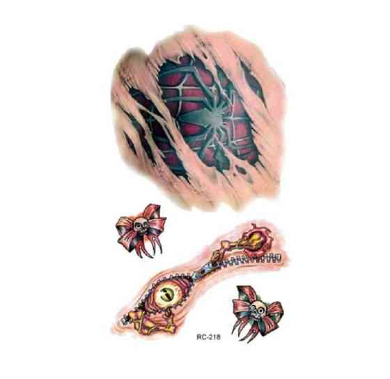 Тату Хелловін шрами черепа 10 на 6 см червоний Київ