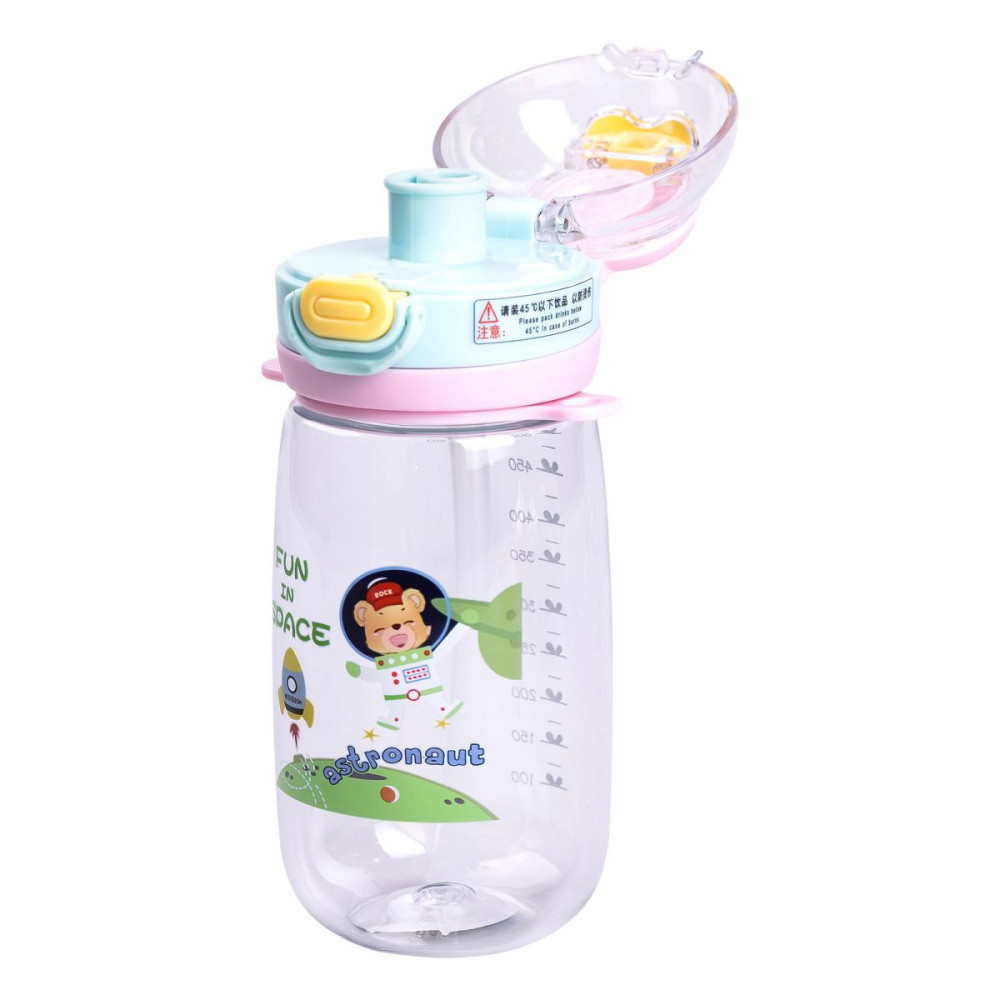 Yiwu Пляшка для води дитяча 550 мл з ремінцем і трубочкою для спорту та школи 20 см Зелена HP-1 Киев - изображение 3