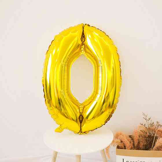 Шарик цифра 0 фольгированная 32 дюйма золотистый Киев