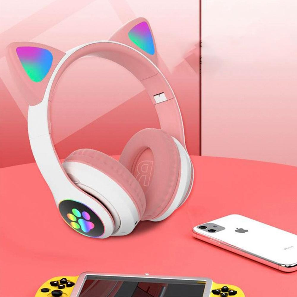 Бездротові навушники з котячими вушками, VZV-23M, Рожеві / Дитячі Bluetooth навушники з мікрофоном Київ - фото 5