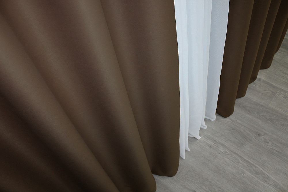 Комплект штор на люверсах VR-Textil Bagema Rvs № 1238ш Шоколадный 150х250 см 2 шт (37-0024) Киев - изображение 7