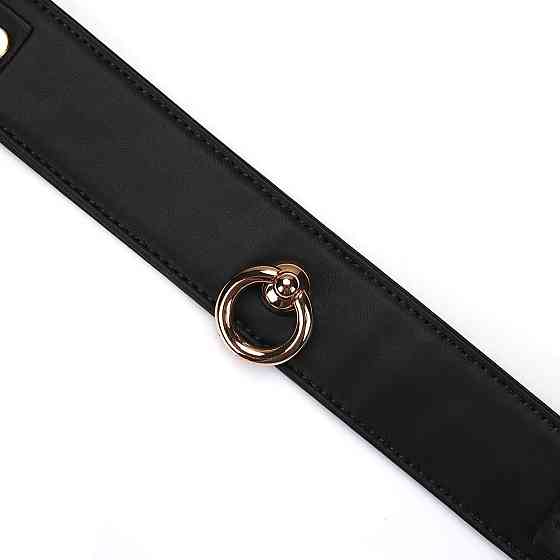 Ошейник с поводком Liebe Seele Black Organosilicon Collar with Leash, экокожа Sex Aura Киев