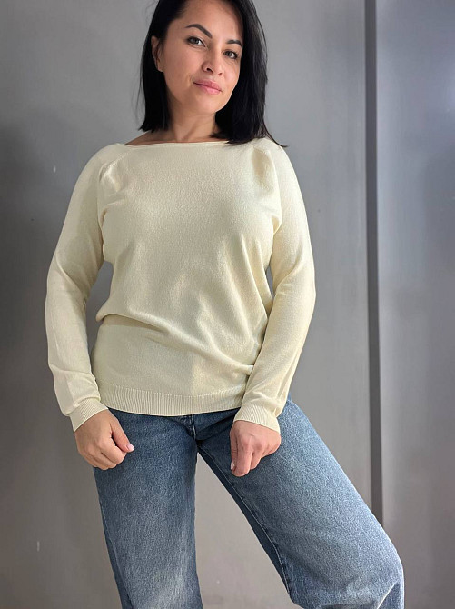 Джемпер женский ACCORDDREAM 9377 тонкий свитер простой базовый однотонный, молочний, one size Киев - изображение 3