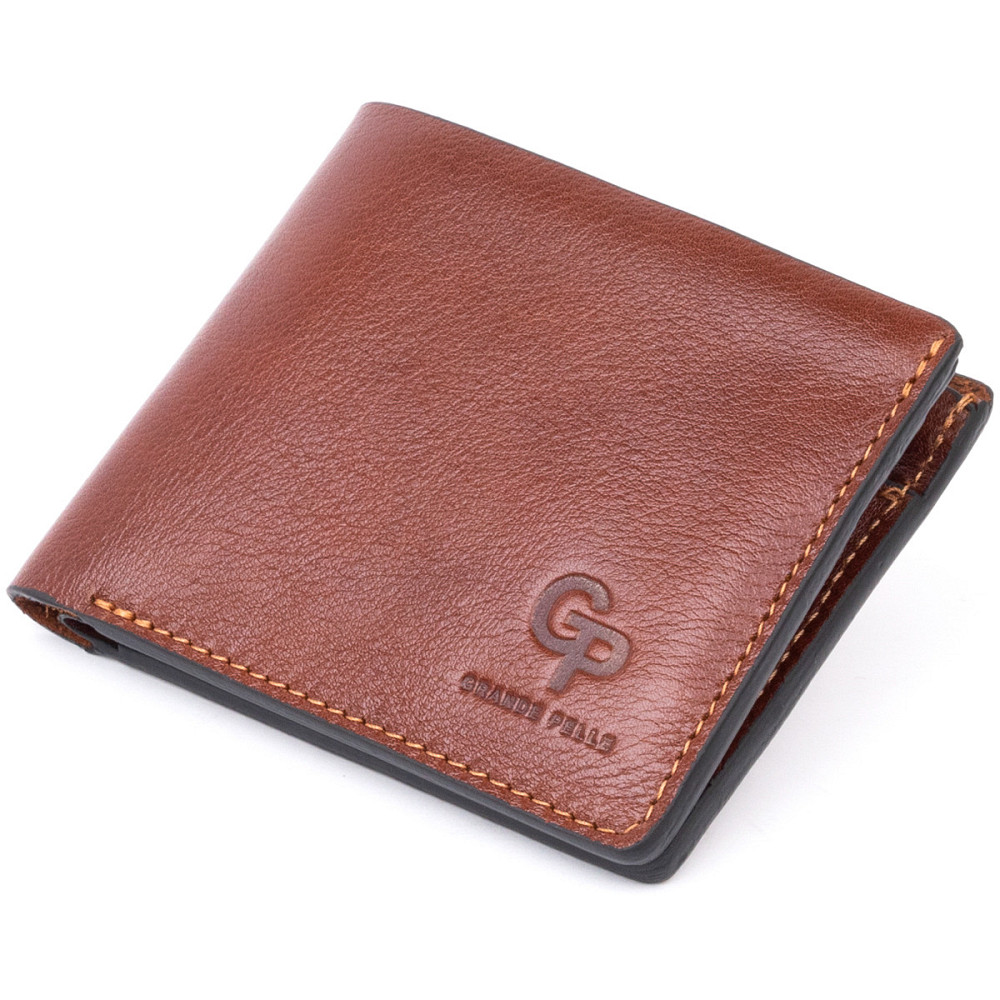Горизонтальне портмоне в гладкій шкірі на магнітах GRANDE PELLE 11308 Коричневе Київ - фото 1