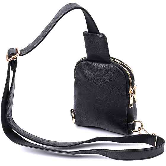 Небольшая женская сумка через плечо на два отделения из экокожи Vintage 22784 Черный Киев