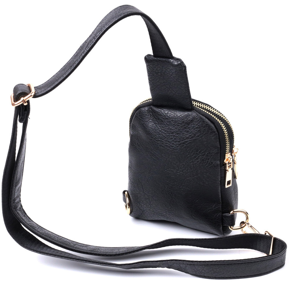 Небольшая женская сумка через плечо на два отделения из экокожи Vintage 22784 Черный Киев - изображение 2