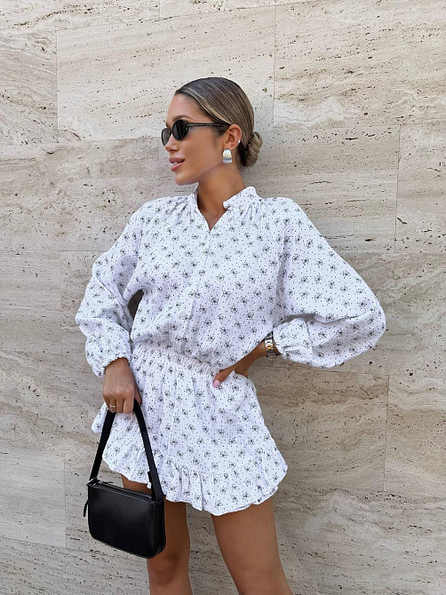 Женское легкое платье-комбинезон с принтом натуральный муслин 46/48, Белый 3 Одесса - изображение 5