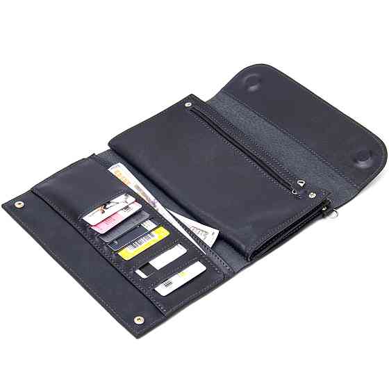 Стильный мужской клатч из натуральной кожи GRANDE PELLE 11427 Темно-синий Киев