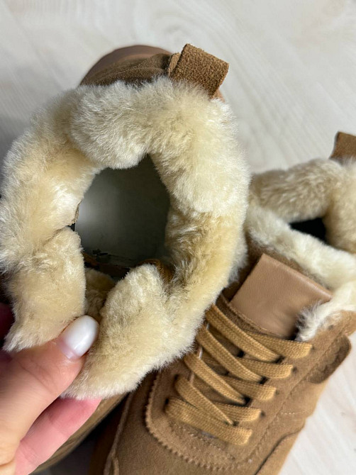 Кросівки жіночі Hengji U-2 натуральна замша утеплені хутром коричневі, 37, 23,5 см Київ - фото 5