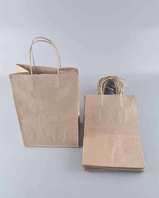 Пакет паперовий з ручками коричневий 28см 19см 11,5 см 25шт №6 Харків - фото 3