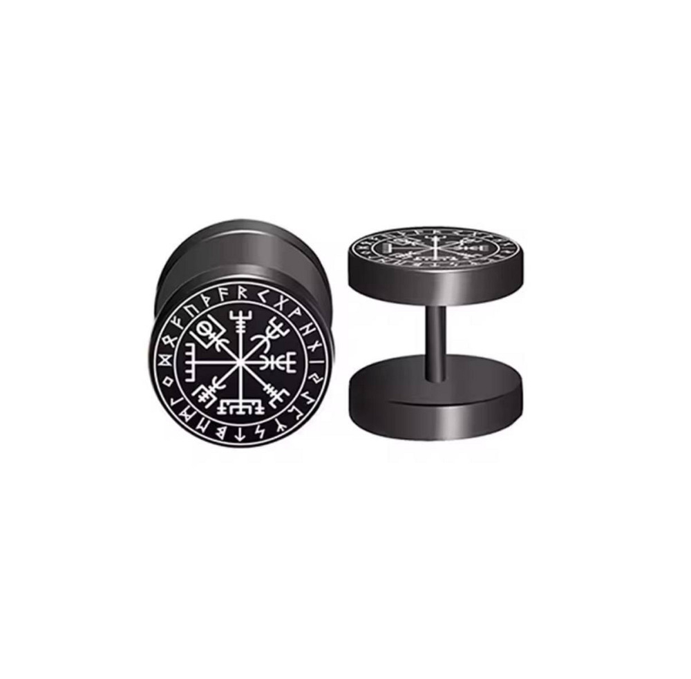 Сережки з рунічним компасом Веґвізір — чоловічі пусети з нержавіючої сталі Київ - фото 1