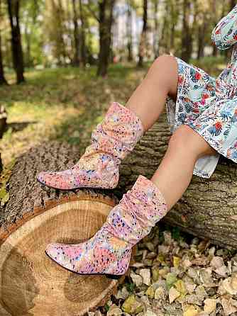 Nivelle Напівчоботи жіночі NIVELLE комбінований натуральна шкіра висота 24см обхват 34-36см роз Коломия