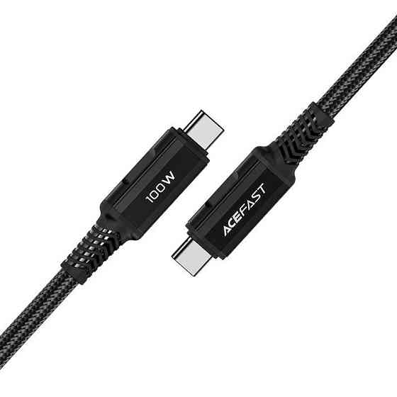 Кабель ACEFAST C4-03 Type-C to Type-C 5A, 100W, 2m, nylon, zinc connectors, Black Киев