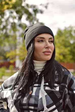 Женская зимняя шапка на флисе Черный Киев