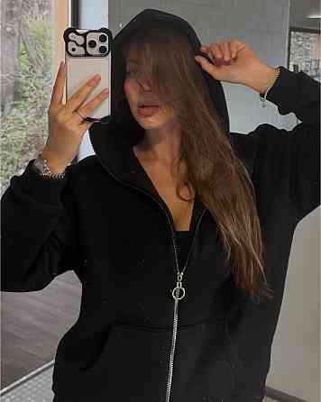 Жіноча стильна повсякденна зіп-худі зі стразами тринитка на флісі Одеса