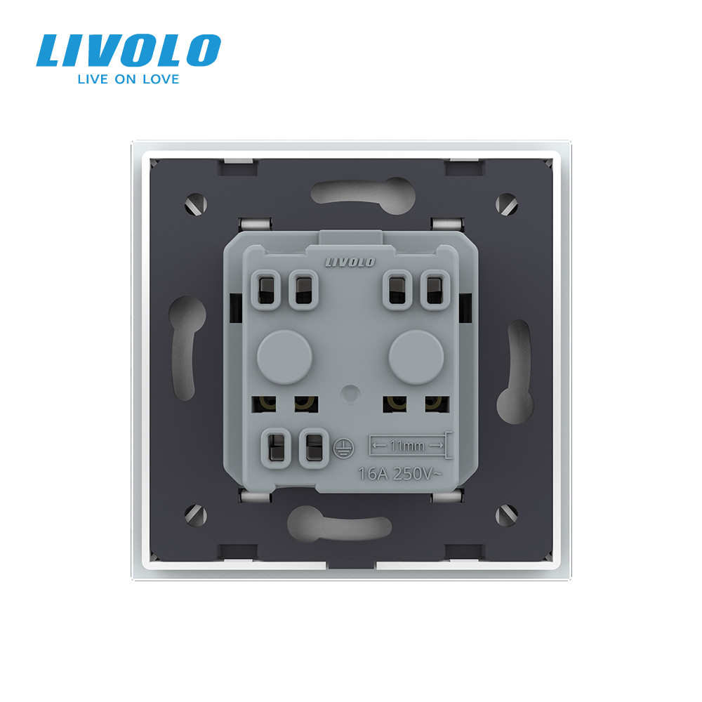 Електрична розетка з заземленням LIVOLO, біла, скляна рамка, шторки, 250В 16А (VL-C7C1EU-11) Коломыя - изображение 8