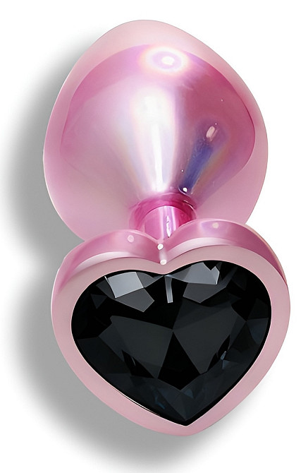 Анальна пробка з кристалом EGZO - Pink Perl Heart Plug Black, size S Sex Aura Київ - фото 2