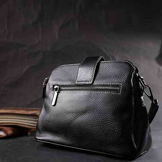 Чудова сумка для стильних жінок із натуральної шкіри Vintage 22415 Чорна Київ