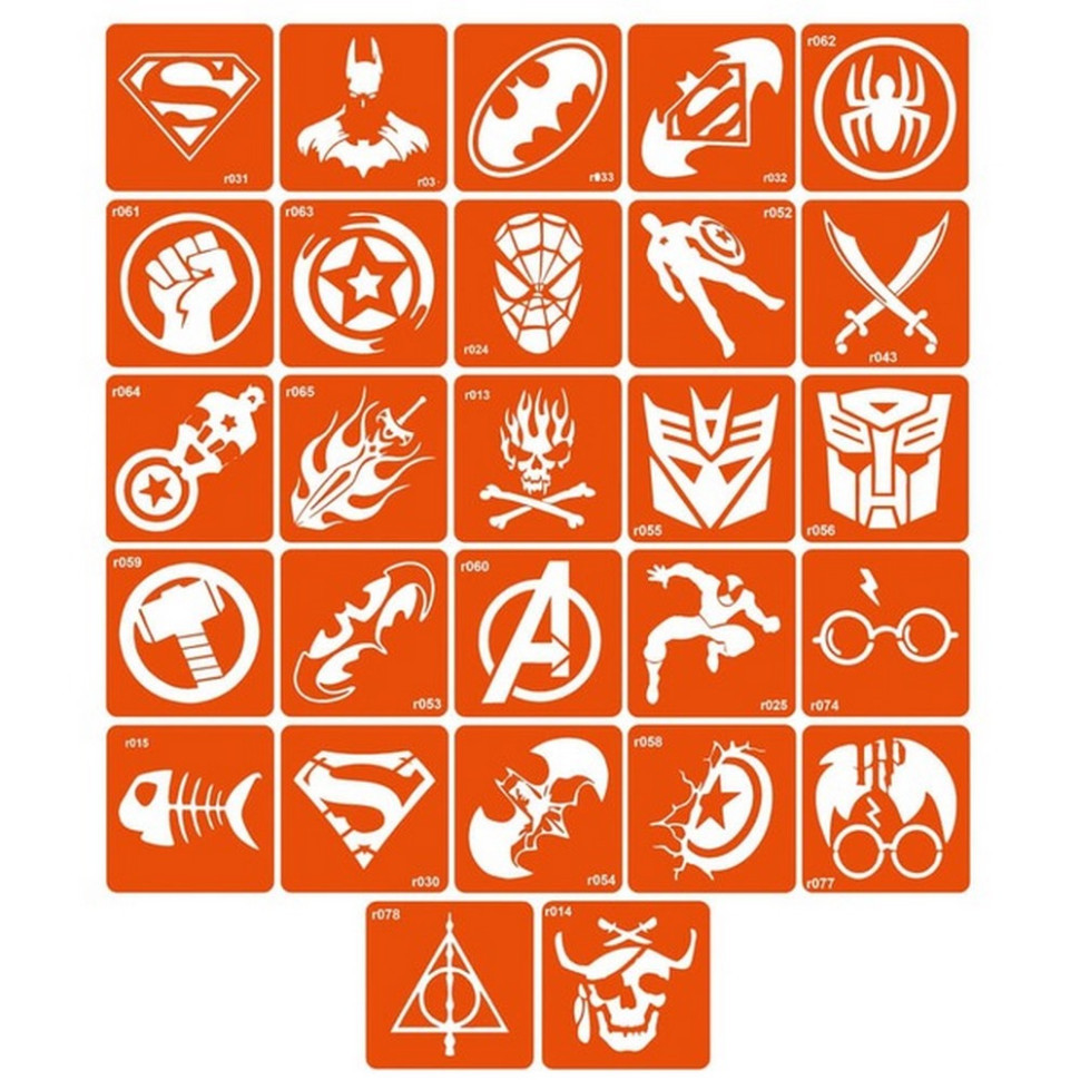 Набор трафаретов для био-тату «R - пираты, супергерои» r_simple_5x5_27_1 Винница - изображение 1