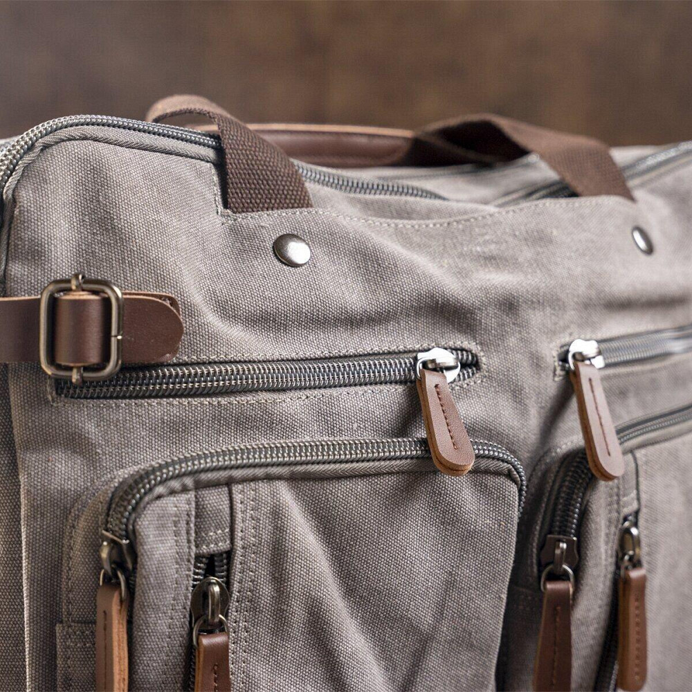 Сумка-трансофрмер текстильная большая Vintage 20151 Серая Киев - изображение 9