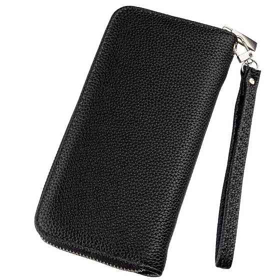 Гаманець жіночий на одну блискавку з екокожі флотар Чорний (KIVI) Київ