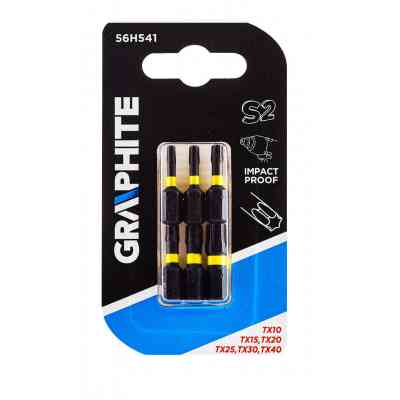 Набор бит Graphite ударных TX10/15/20/25/30/40 x 25 мм, 6 шт. (56H541) Винница