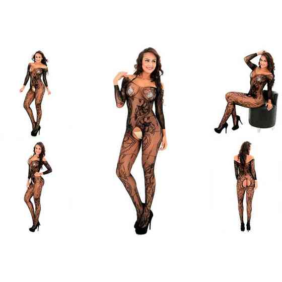 Эротический прозрачный БодиСтокинг - Чёрный - S/M/L – Эротическое бельё Винница