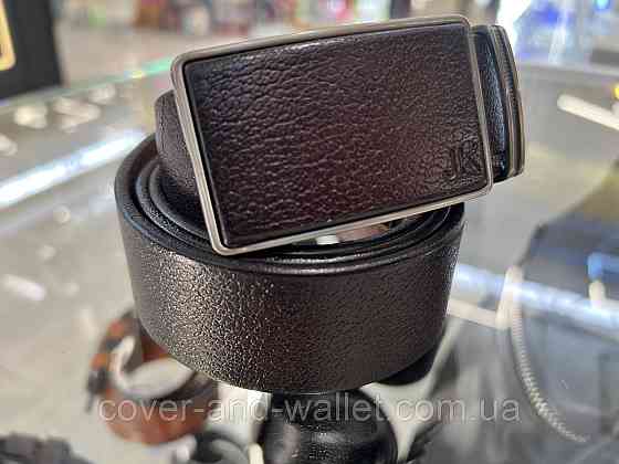 Стильний чоловічий ремінь із натуральної шкіри коричневого кольору з пряжкою-автомат 35мм PS Leather Київ