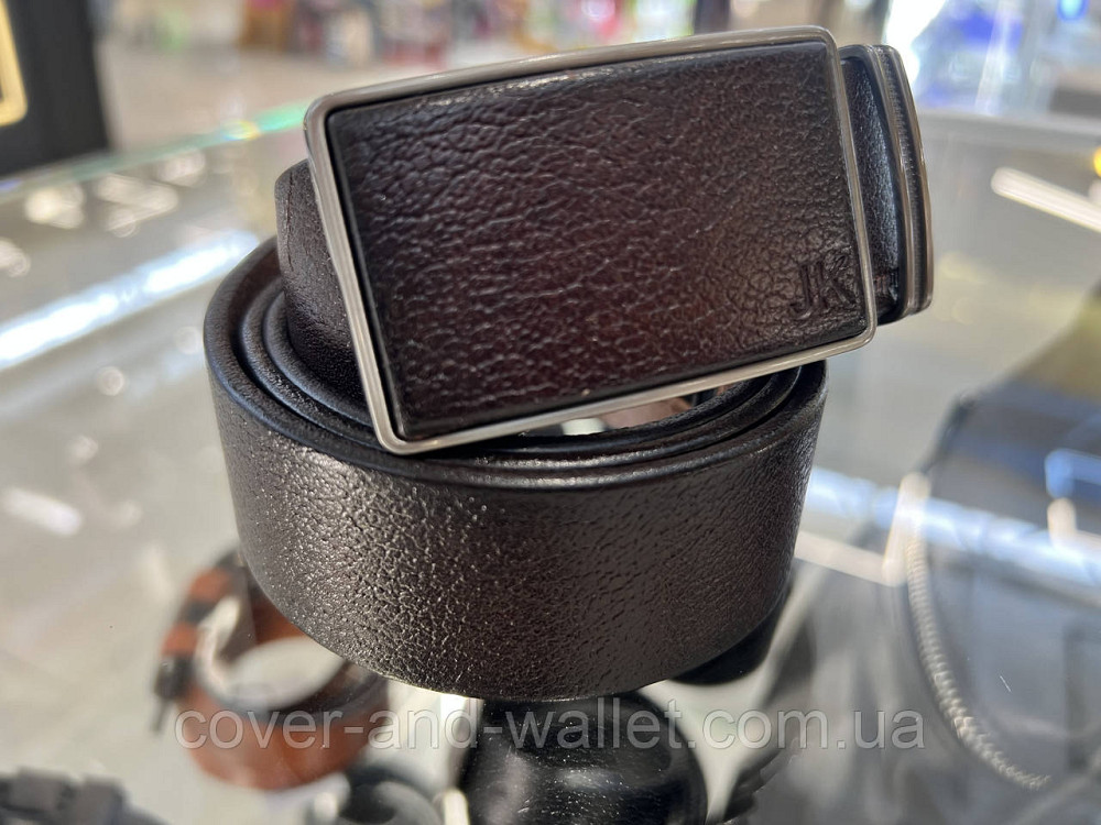 Стильний чоловічий ремінь із натуральної шкіри коричневого кольору з пряжкою-автомат 35мм PS Leather Київ - фото 4