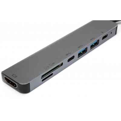 Концентратор Vinga Type-C to 4K HDMI+2*USB3.0+SD+TF+PD+USB-C 3.1 Gen1 aluminium (VCPHTC7AL) Винница