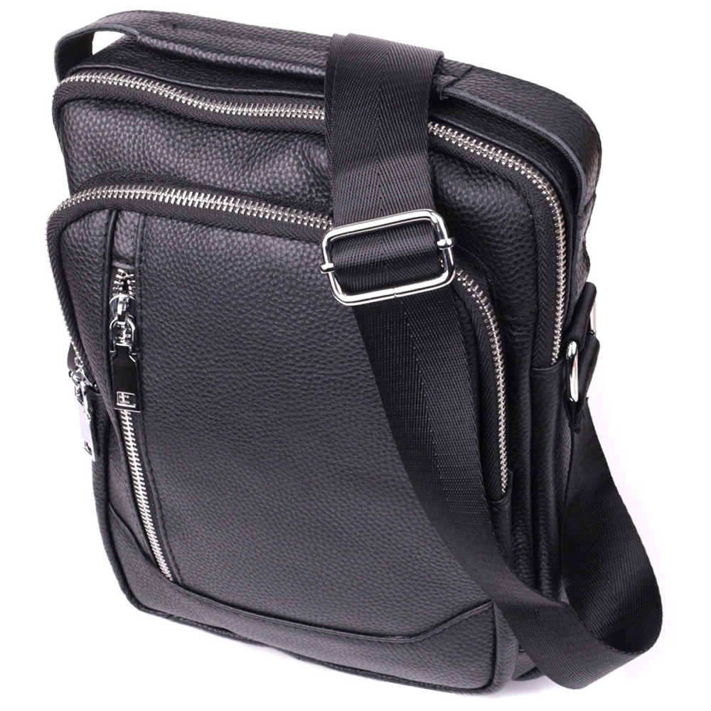 Практичная вертикальная сумка для мужчин из натуральной кожи Vintage sale_15114 Черный Киев - изображение 1