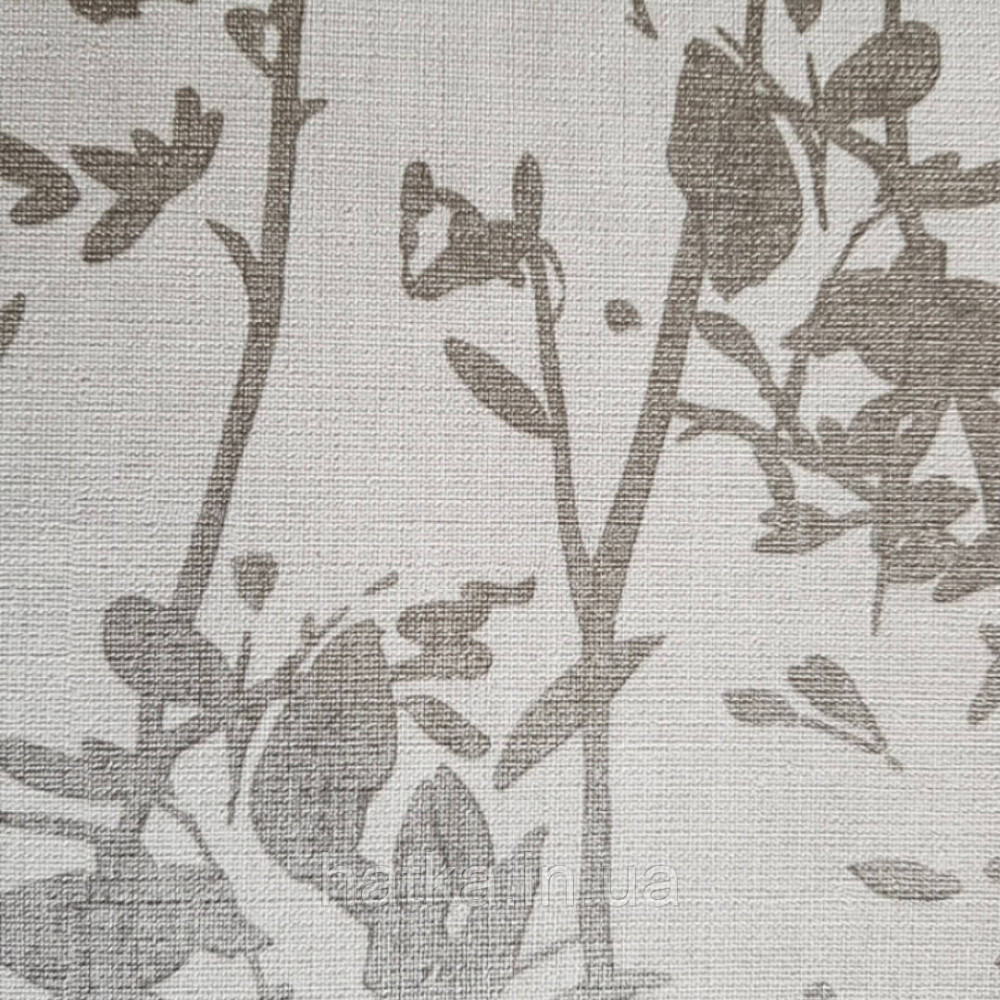 Ообои вінілові на флізелін Decoprint Moments MO22872 листя гілки срібні на світло-сірому тлі Київ - фото 2