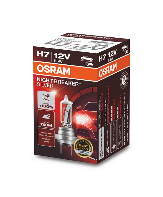 Галогенова лампа OSRAM H7 64210NBS Night Breaker Silver +100 55 W 12V PX26d (1 шт.) Харків - фото 1