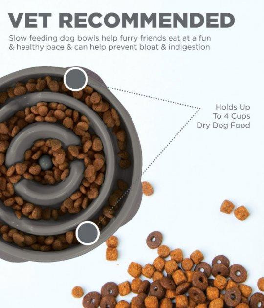 Миска лабіринт для повільного годування собак Outward Hound Fun Feeder Drop (Аутвард Хаунд Фан Фідер Дроп) Середній 22.5 х 7 см — Сірий Запоріжжя - фото 2