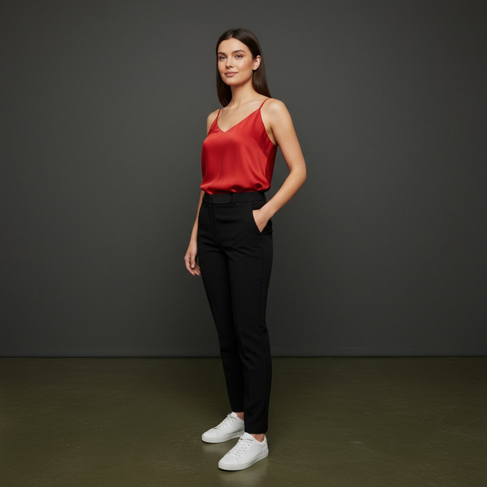 Шовкова майка на тонких бретельках Червоний XS/S Харків - фото 6