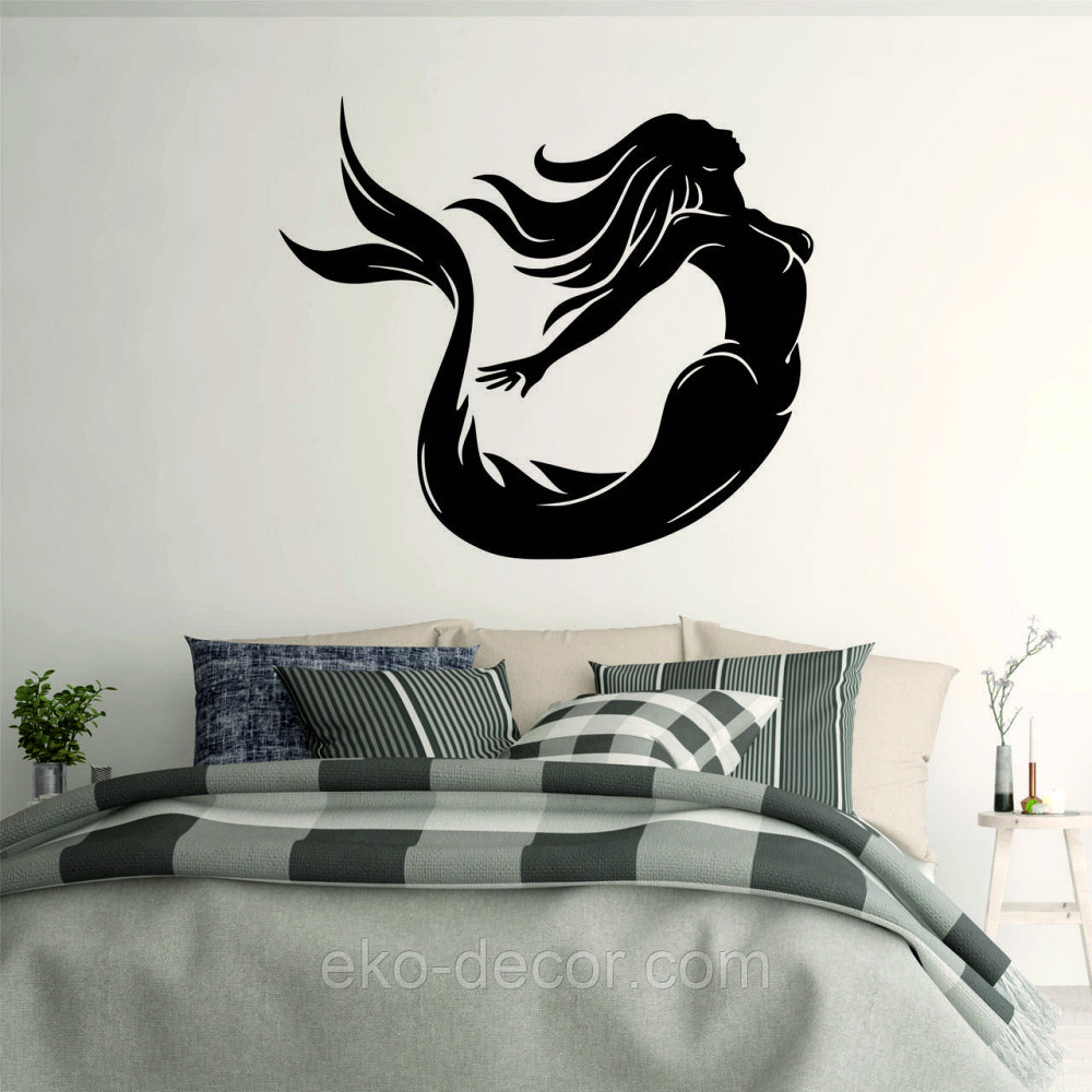 Декоративное настенное 3D Панно «Русалочка» Декор на стену с объемом 90*78 см, Черный Киев - изображение 1