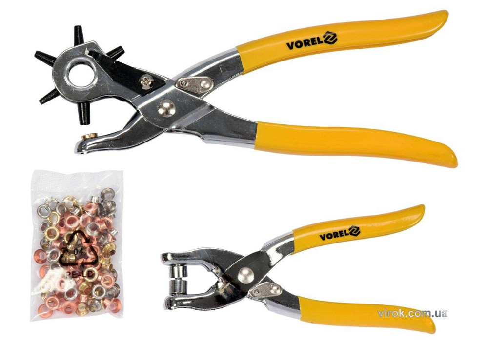 Дирокол, щипці для люверсів з люверсами Ø=5мм (100 шт) по шкіряних виробах VOREL; набір 3 елем. [5] Одеса - фото 1