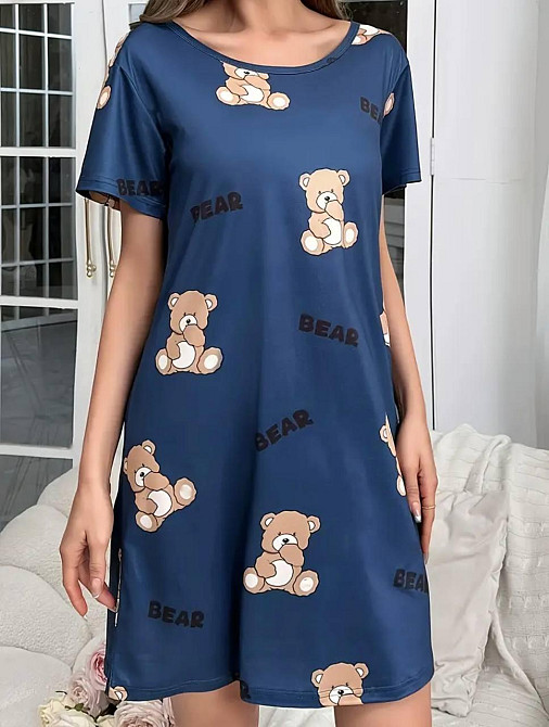 Жіноча повсякденна принтована туніка батал трикотаж. Синій, 50/52 Одеса - фото 2