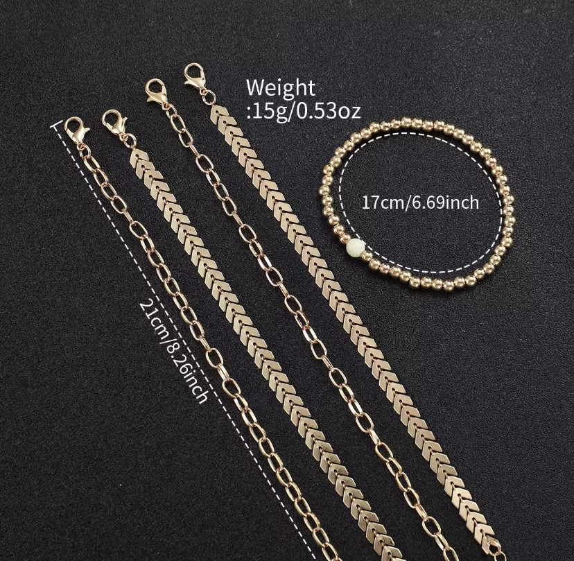 Подарунковий набір для жінок 1 наручний годинник з 5 браслетами без подарункової коробки золотий Київ - фото 7