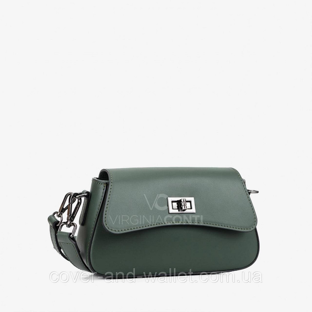 Темно-зелена жіноча сумочка через плече з гладкої шкіри Virginia Conti 03765 Київ - фото 1