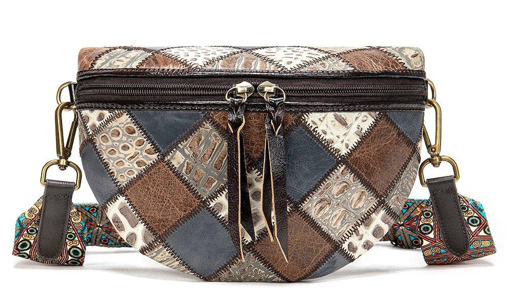 Жіноча поясна шкіряна сумка 20342 Vintage Різнокольорова Київ - фото 1
