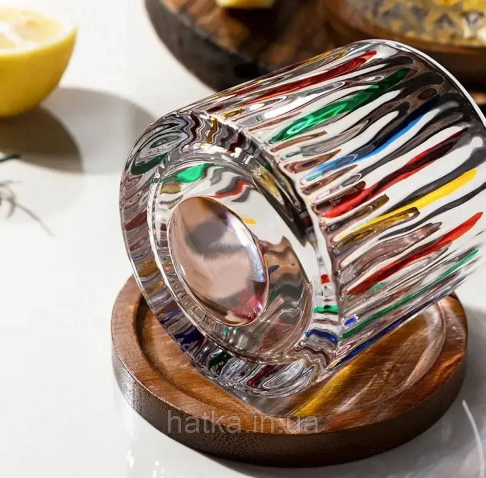 Склянка-доф "Льодяні стріли" з дерев'яною підставкою 275 мл КРУТИТЬСЯ прозорий для дому та ресторану Київ - фото 6