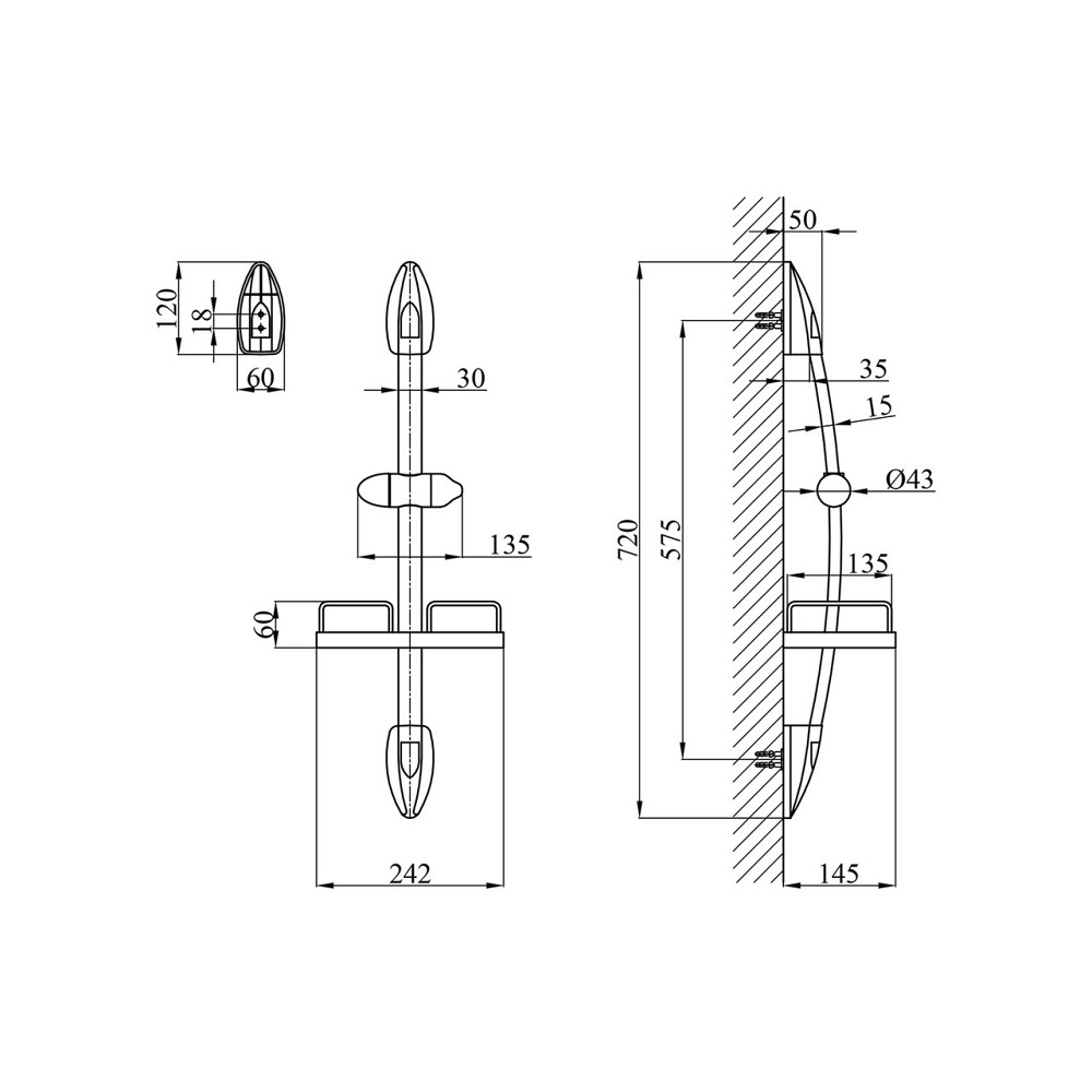 Штанга для душа Kroner KRM - C750 с полкой Киев - изображение 2