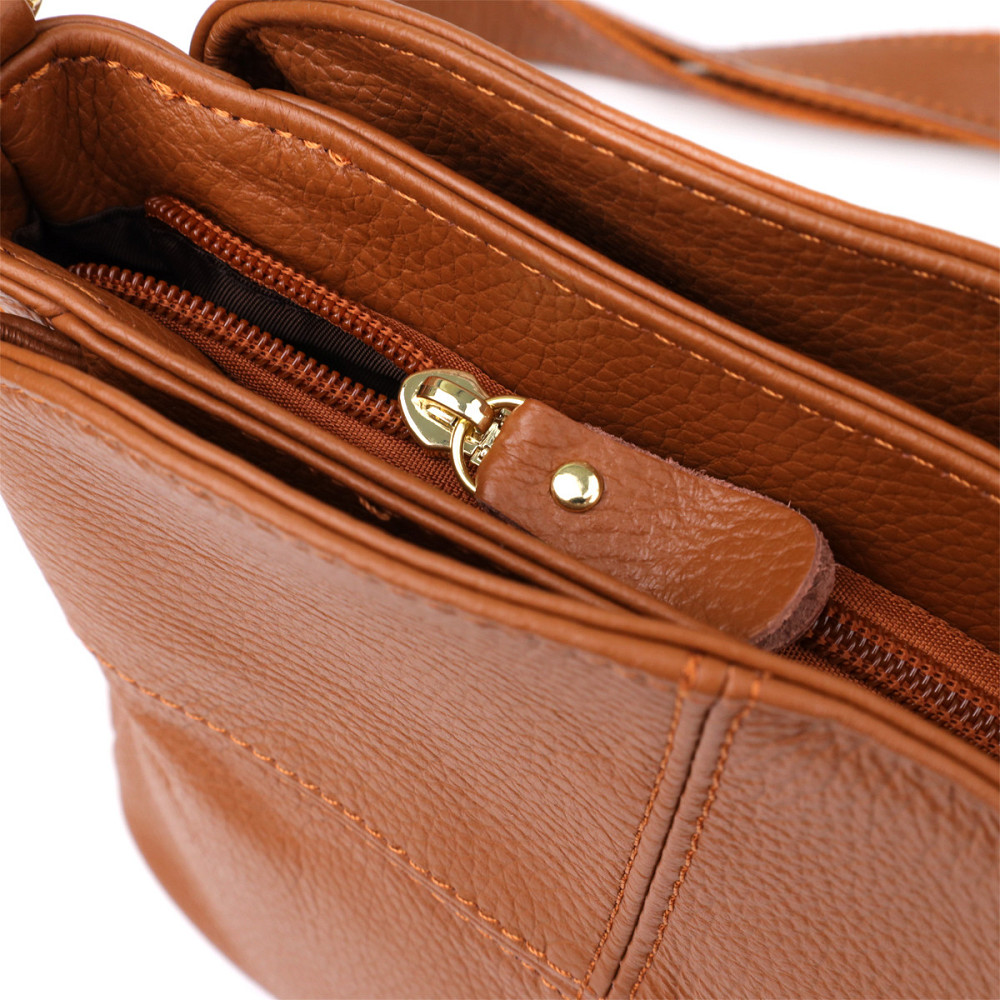 Стильна жіноча сумка на три відділення з натуральної шкіри Vintage 22975 Рудий Київ - фото 7